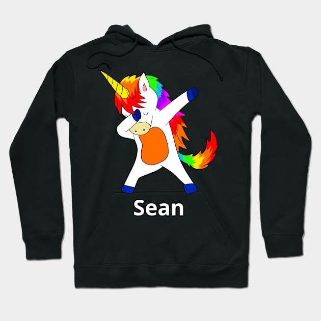 Sean First Name Personalized Dabbing Unicorn Hoodie by chuhe86